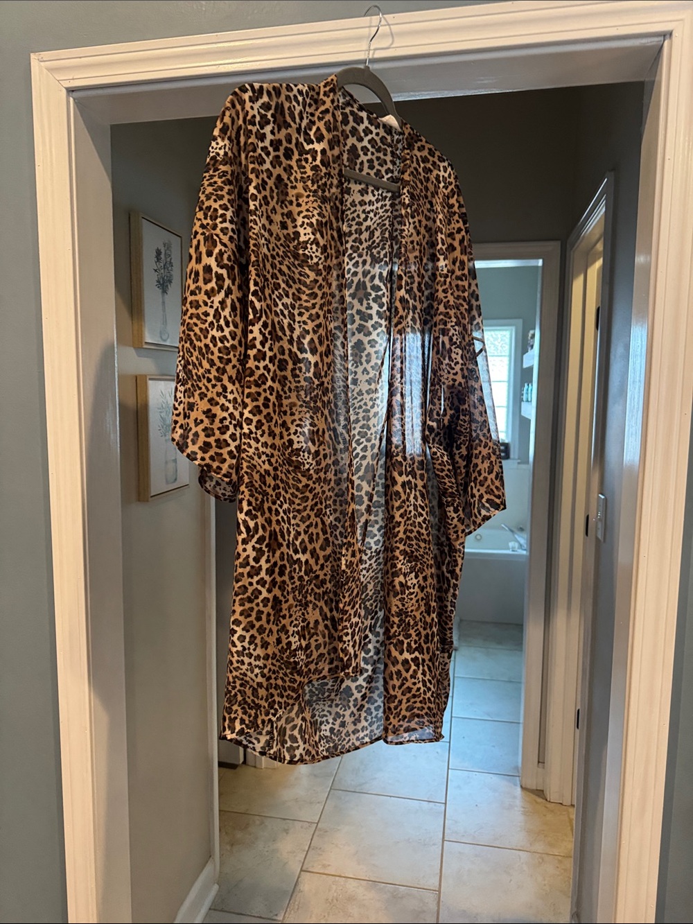 Leopard Print Sheer Kimono Cardigan